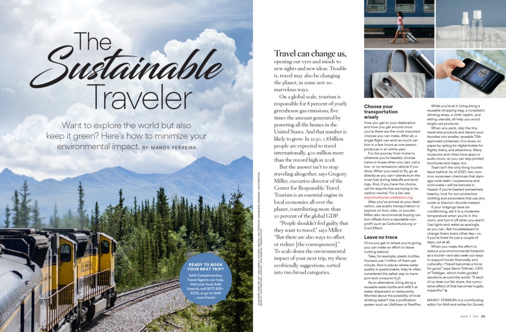 The Sustainable Traveler feature